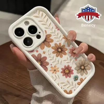 Vintage Floral Pattern Case for iPhone 17 Pro Max 16 16e 15 14 Plus 13 12 11 Air XR X XS Shockproof Drop Protection Rugged Du...