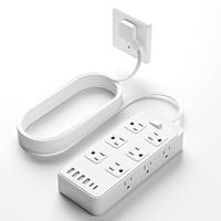 Surge Protector Power Strip with 5 Ft Thin Flat Extension Cord, 12 Widely Distributed AC Outlets, 6 USB Charging Ports, Desk ...