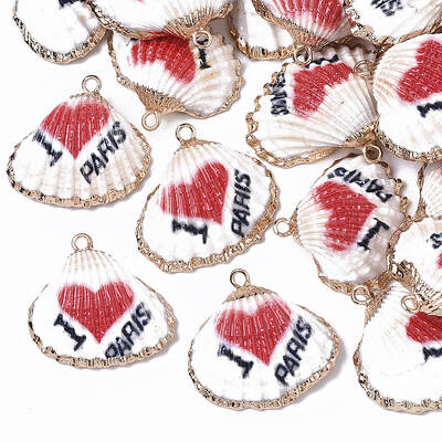 Electroplate Printed Natural Scallop Shell Pendants