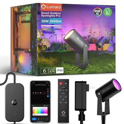 Lumary Smart RGBAI Landscape Lights Pro 36W 3000LM 65ft (6 Pack), 1 pcs