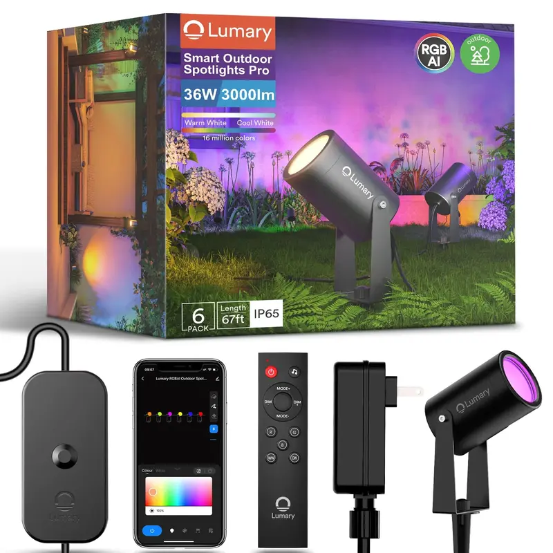 Lumary Smart RGBAI Landscape Lights Pro 36W 3000LM 65ft (6 Pack), 1 pcs