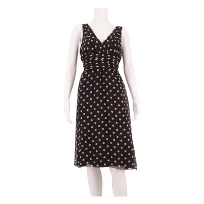 HOBBS LONDON Womens Fit & Flare Dress Black Silk Spotted Knee Length UK 12