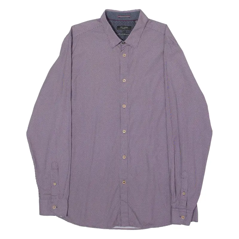TED BAKER Mens Shirt Purple Geometric Long Sleeve L