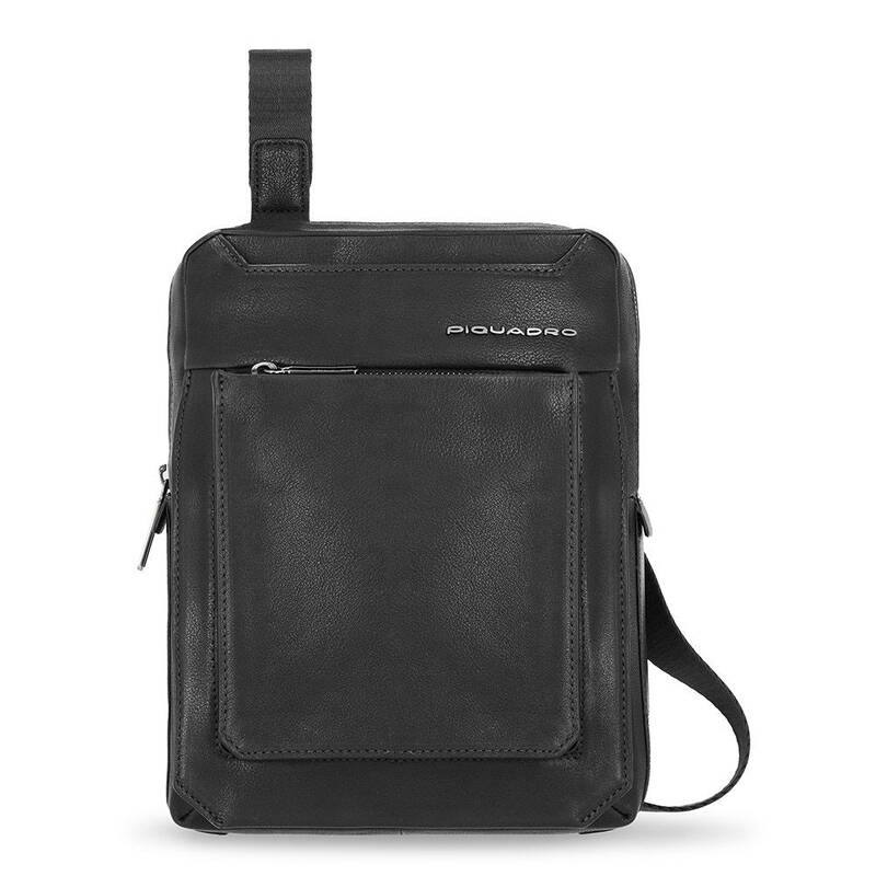 Piquadro, Tallin, iPad Sleeve, Leather Shoulder Bag, Black, CA1816W108, 21.5 x 27 x 7 cm, Men