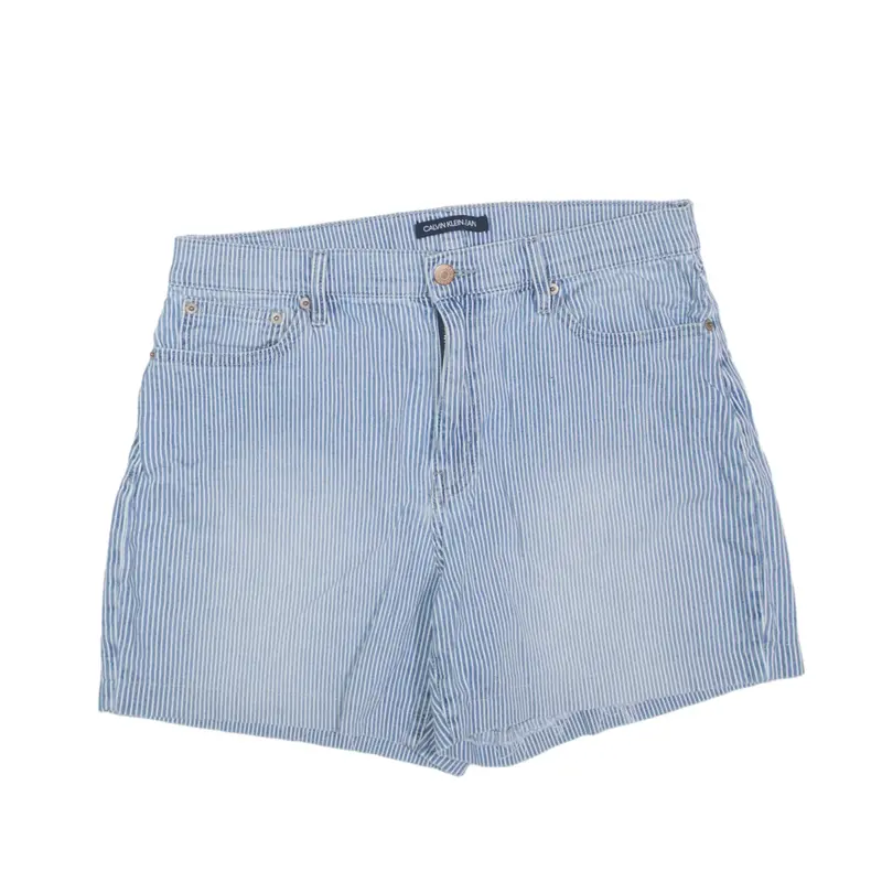 CALVIN KLEIN Chino Shorts Blue Regular Pinstripe Womens M W32