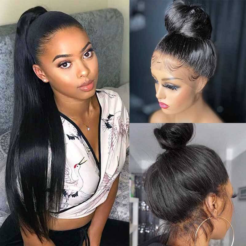 HD Transparent 360 Lace Frontal Wig Straight Brazilian Human Hair wigs -AshimaryHair.com