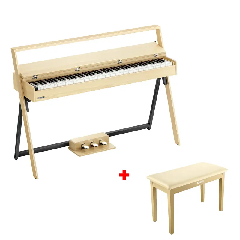 Donner OURA™ R300 Home Digital Piano - Light Wood / Piano+Light Oak Two Seated Bench