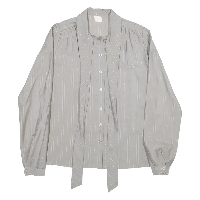 Womens Shirt Grey Striped Long Sleeve S