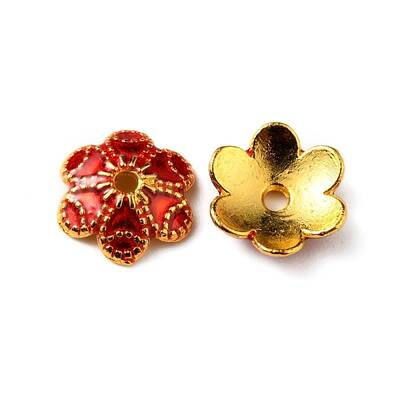 6-Petal Alloy Enamel Bead Caps
