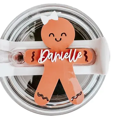 Gingerbread Girl 40oz, Personalized Tumbler Cup Name Plate