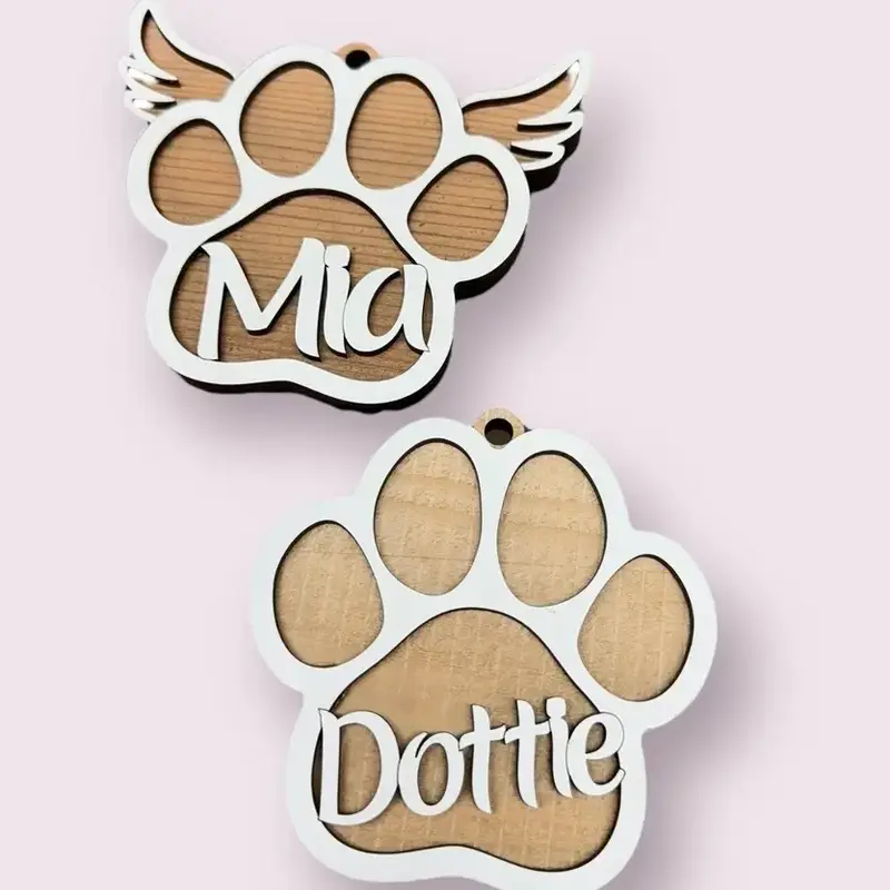 Rockin' Wood Custom Dog Paw, Cat Paw Car Charm Ornament made on reclaimed barn wood