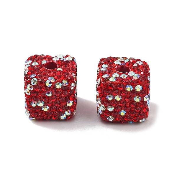 Cube Shape Polymer Clay Rhinestone Beads