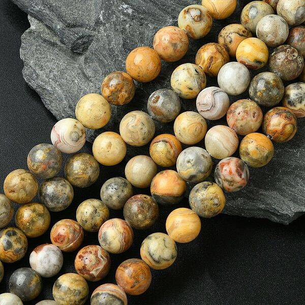 Natural Crazy Lace Agate Round Bead Strands