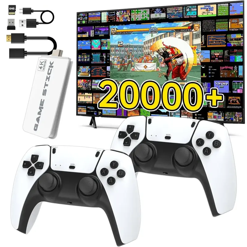 2025 New Video Gamepad Console with 20,000+ Games,ChildhoodClassic Game,4K HDMIOutput, Wireless Joystick&Game Emulator, Arcad...