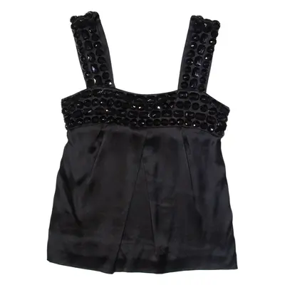 TED BAKER Beaded Womens Smock Top Black Sleeveless S