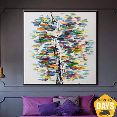 Original Abstract Impasto Painting On Canvas Vivid Painting Contemporary Wall Art Textured Fine Art | MAGIC TREE 32"x32&...