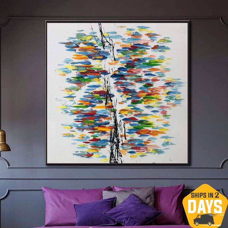 Original Abstract Impasto Painting On Canvas Vivid Painting Contemporary Wall Art Textured Fine Art | MAGIC TREE 32"x32&...