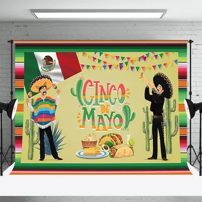 Mexican Festival Green Fiesta Theme Party Backdrop - Aperturee