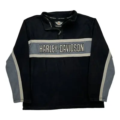 Harley Davidson Spellout 1/4 Zip - Large Black Polyester