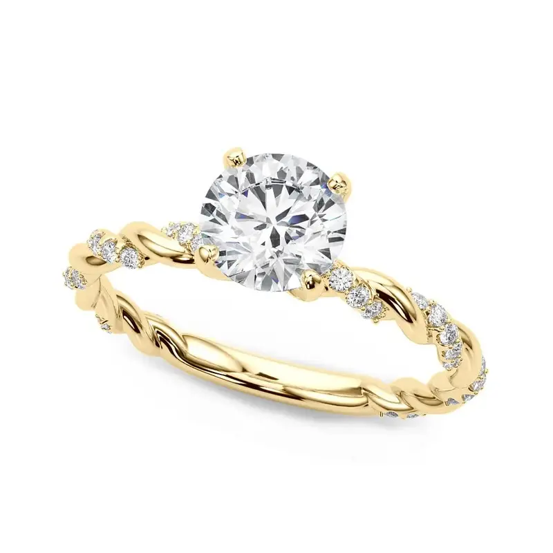 10K Gold 1 CT Moissanite Personalized Engraving Engagement Ring