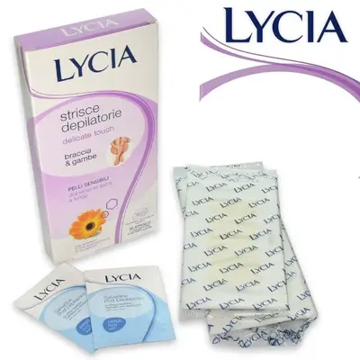 Lycia depilatory strips for sensitive skin, arms and legs, 20 pieces