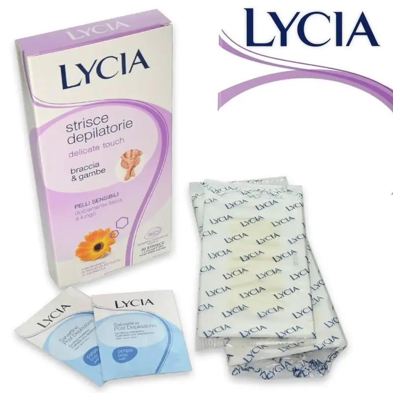 Lycia depilatory strips for sensitive skin, arms and legs, 20 pieces