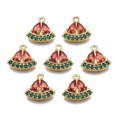 Brass Micro Pave Cubic Zirconia Charms