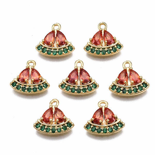 Brass Micro Pave Cubic Zirconia Charms