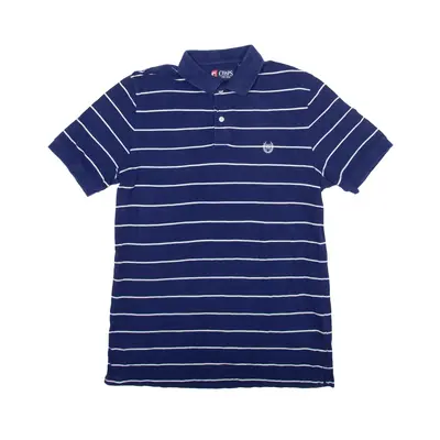 CHAPS Polo Shirt Blue Striped Short Sleeve Mens M