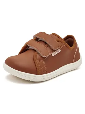 HOBIBEAR Children's leather waterproof new casual sports wide toe shoes, Velcro comfortable barefoot canvas Low Top Shoes, on...