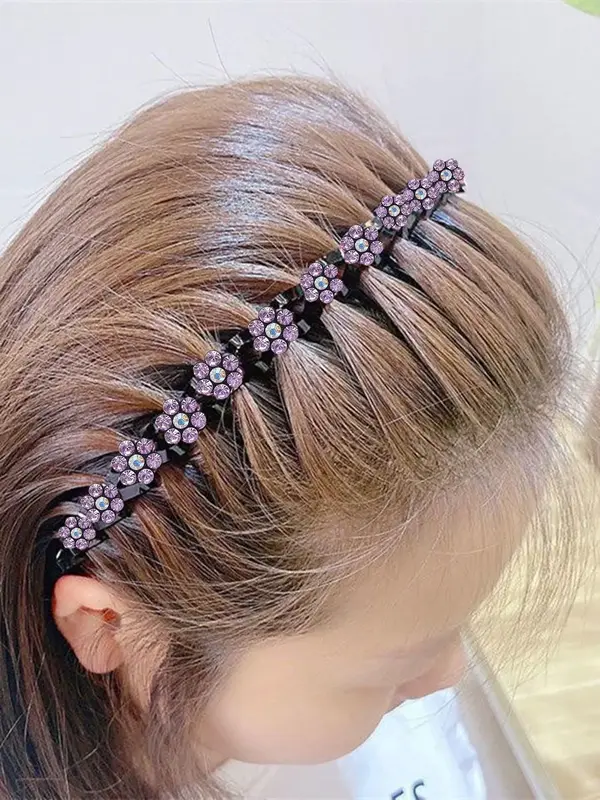 Rhinestone Flower Decorated Hair Hoop for Summer, Non-slip Hair Hoop for Women and Girls, Fashion Hair Accessories for Party ...
