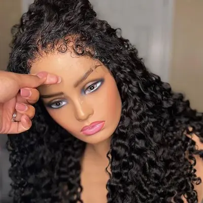 4C Natural Edges Curly Hair 13x4/13X6 Transparent HD Lace Front Wigs Water Wave Hair With Realistic Hairline