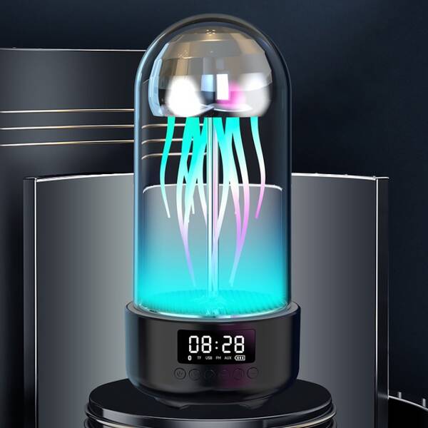 3in1 Colorful Jellyfish Lamp Bluetooth Speaker With Clock Luminous Portable Stereo Breathing Smart Light Decoration