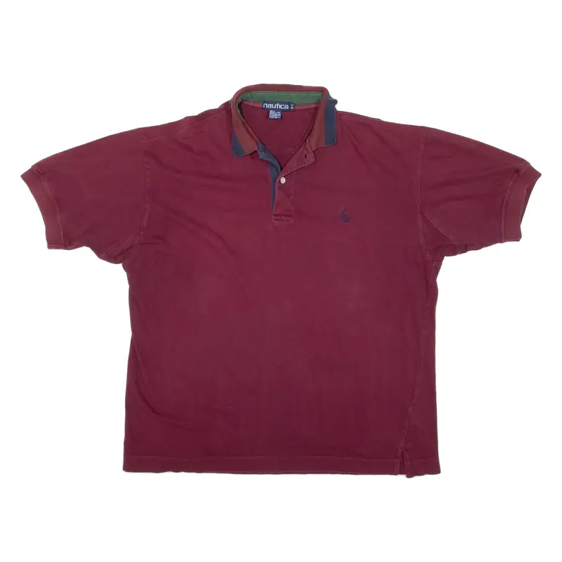 NAUTICA Mens Polo Shirt Maroon L