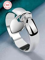 S925 Sterling Silver Heart Design Ring, Gifts for Wife, Fashion Jewelry for Party, Daily Clothing Decor, Trendy All-match & E...