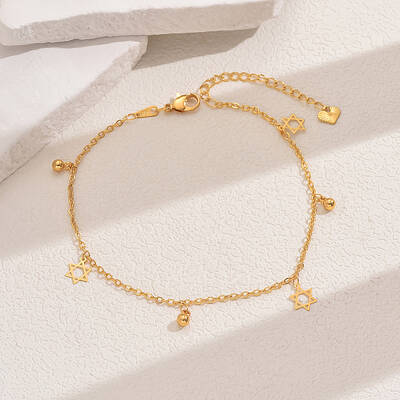 Fashionable Vintage Beach Style Brass Fringed Adjustable Anklets for Women