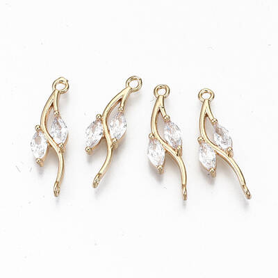 Brass Micro Pave Cubic Zirconia Links Connectors