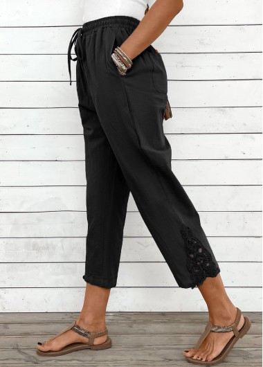 Modlily Black Straight Leg Elastic Waist High Waisted Pants - 2XL