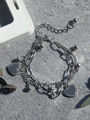 Fashion Heart Design Link Bracelet, Fashion Jewelry for Party, Daily Clothing Decor, Trendy All-match & Exquisite Jewelry for...