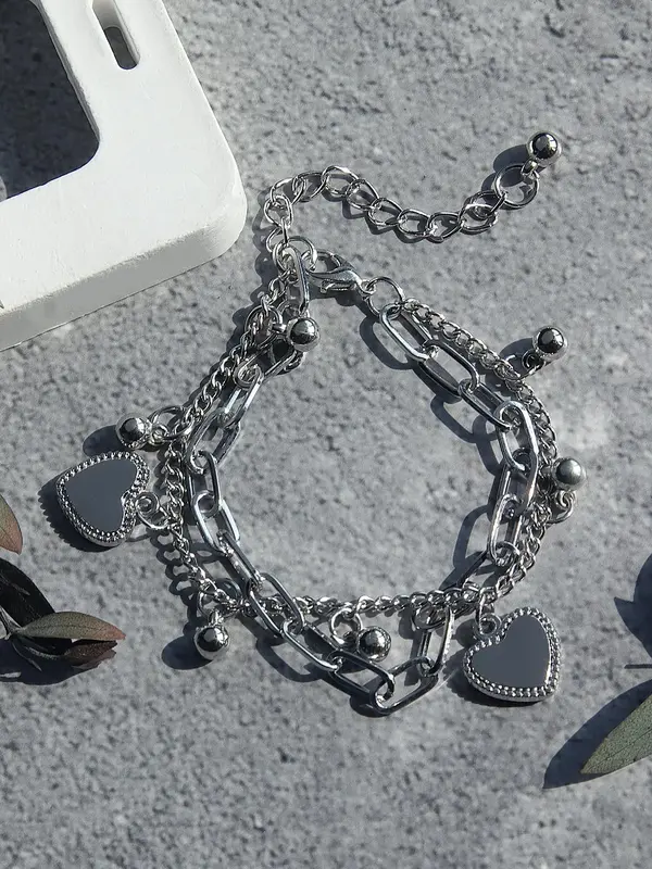 Fashion Heart Design Link Bracelet, Fashion Jewelry for Party, Daily Clothing Decor, Trendy All-match & Exquisite Jewelry for...