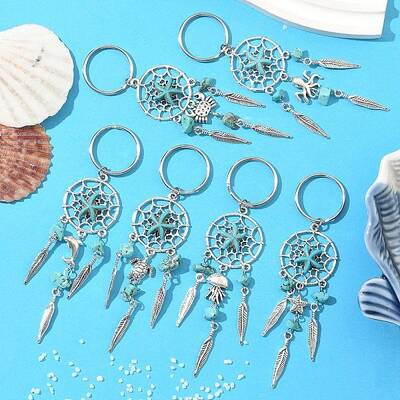 Alloy Magnesite Synthetic Turquoise Keychain