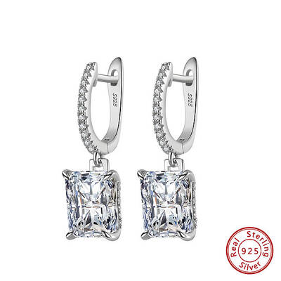 925 Sterling Silver Cubic Zirconia Hoop Earrings