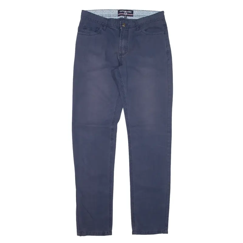 COTTON&SILK Trousers Blue Regular Straight Womens W30 L30