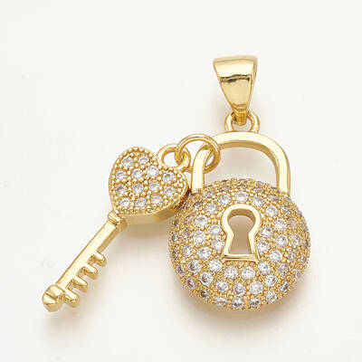 Brass Micro Pave Cubic Zirconia Pendants