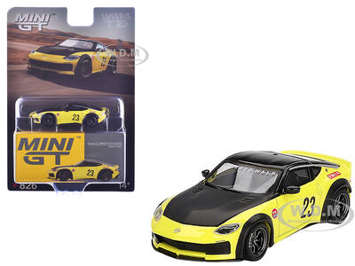 Nissan Z LB-Nation Works #23 Ikazuchi Yellow with Black Hood and Top Limited Edition 1/64 Diecast Model Car by Mini GT