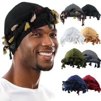 New models for 2025 Turban for Men Women Satin Lined Durag Head Wraps Skull Cap Pre-Tied Tassels Braid Beanie Vintage Twist B...