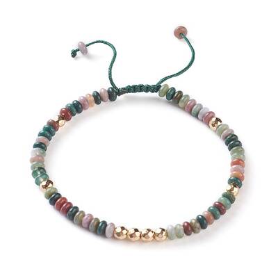 Natural Indian Agate Braided Bead Bracelets