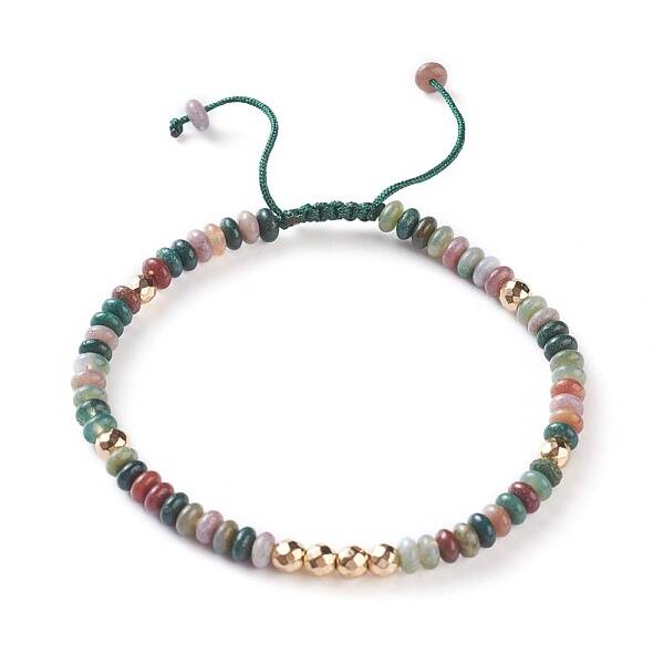 Natural Indian Agate Braided Bead Bracelets