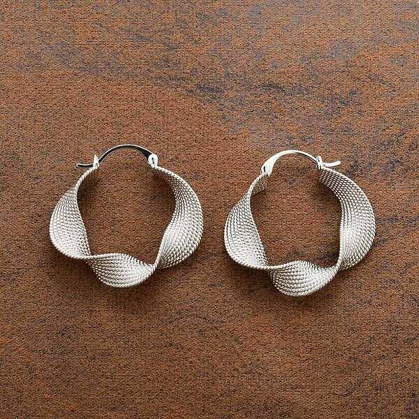 Textured Twist Brass Hoop Earrings for Women