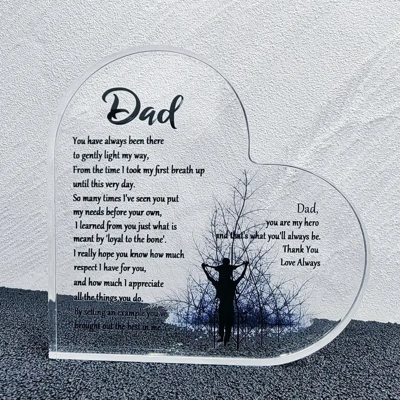 Room Decor Heart Shaped Dad Acrylic Ornament, Modern Acrylic Plaque, Plaque Gift, Home Decor for Living Room Bedroom Office